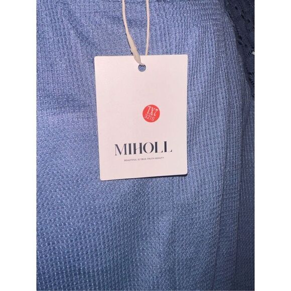 NEW WITH TAGS Mihol Blue Lace Crochet Long Sleeve Waffle Knit Frenchy Plus Size - Picture 6 of 8